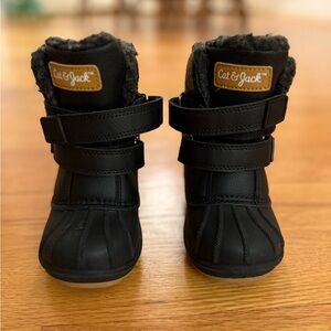 Cat & Jack Black Kids Boots with Faux Fur Lining